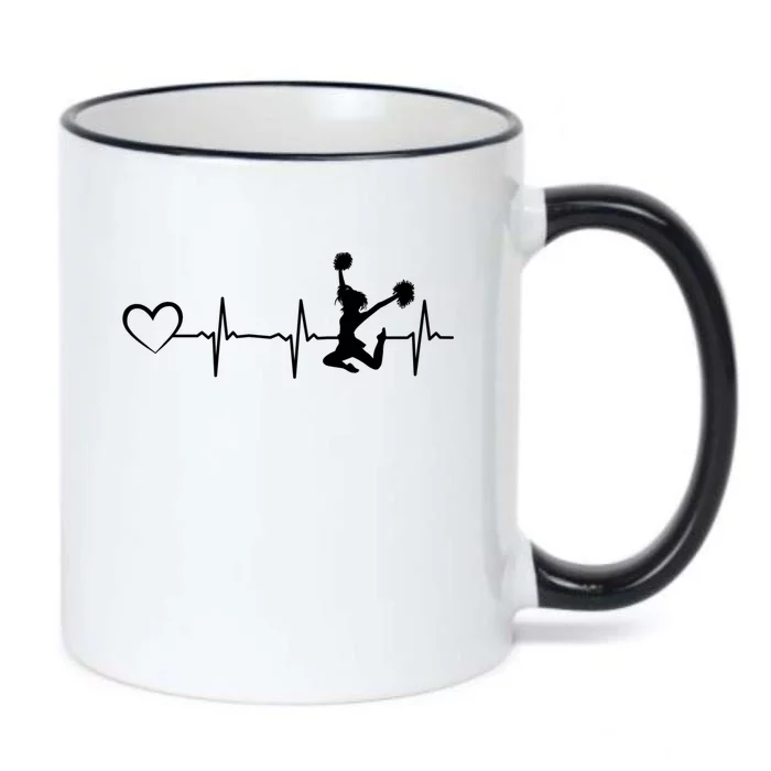 Cheerleading Heartbeat Heart Cheerleader Sports Cheerleading Meaningful Gift Black Color Changing Mug