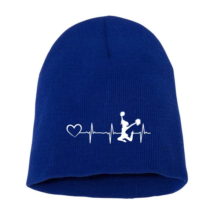 Cheerleading Heartbeat Heart Cheerleader Sports Cheerleading Meaningful Gift Short Acrylic Beanie