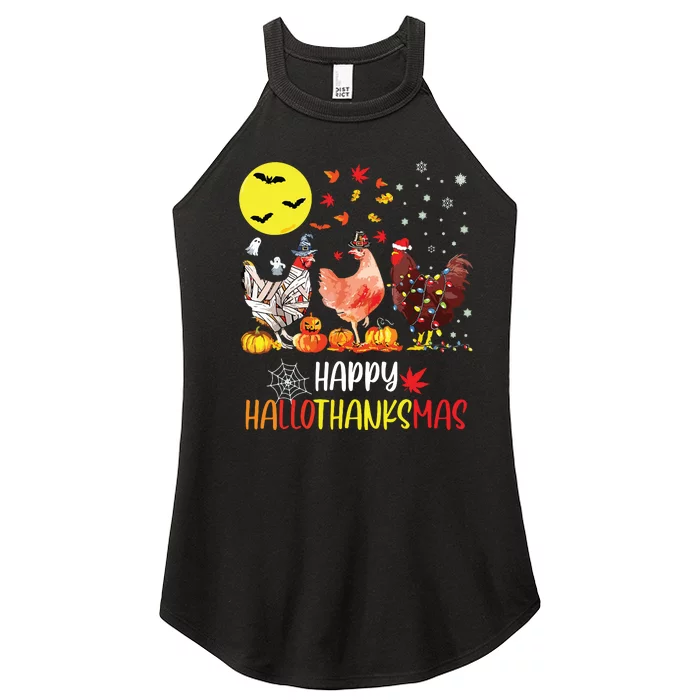 Chicken Halloween Happy Hallothanksmas Autumn Thanksgiving Women’s Perfect Tri Rocker Tank