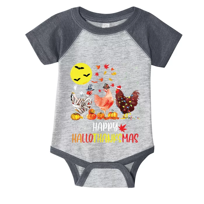 Chicken Halloween Happy Hallothanksmas Autumn Thanksgiving Infant Baby Jersey Bodysuit