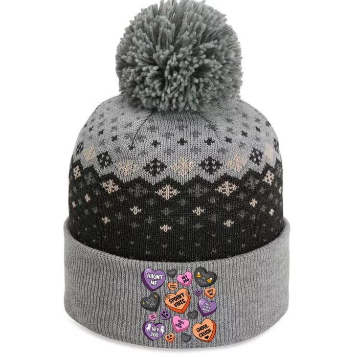 Candy Hearts Halloween Funny Halloween Holiday Season The Baniff Cuffed Pom Beanie