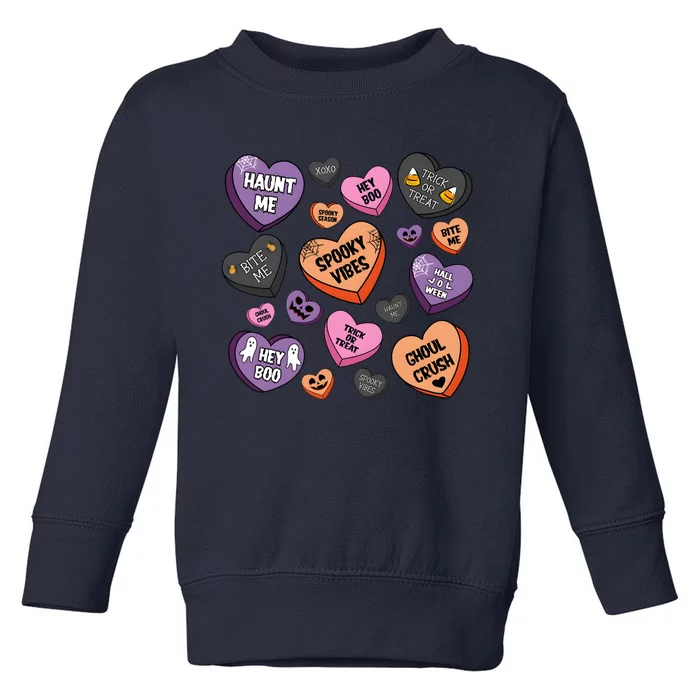 Candy Hearts Halloween Funny Halloween Holiday Season Toddler Sweatshirt