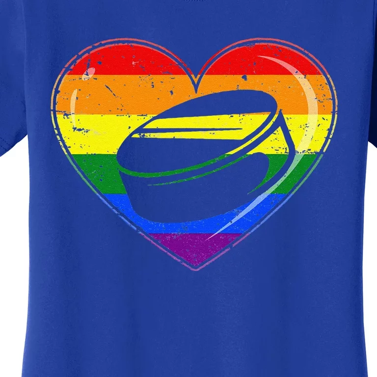 Cool Hockey Heart Rainbow Flag LGBT Pride Women's T-Shirt