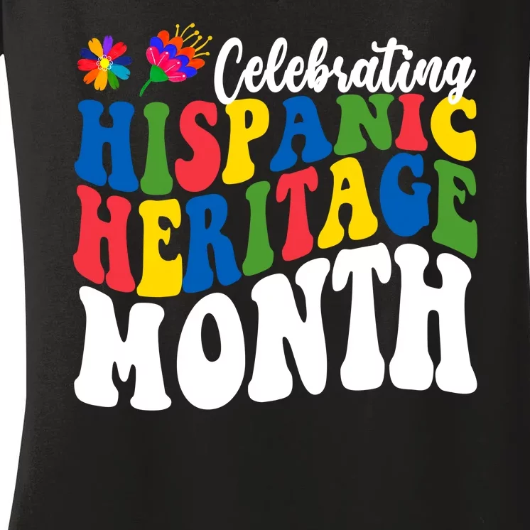 Celebrating Hispanic Heritage Month Colorful Women's V-Neck T-Shirt