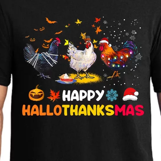 Chicken Halloween Happy Hallothanksmas Autumn Thanksgiving Pajama Set