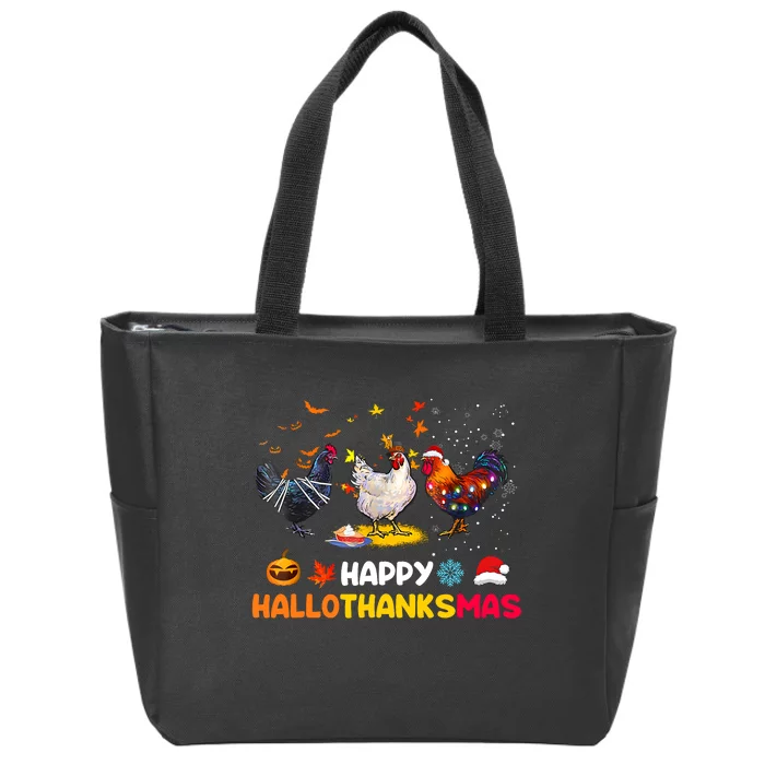 Chicken Halloween Happy Hallothanksmas Autumn Thanksgiving Zip Tote Bag