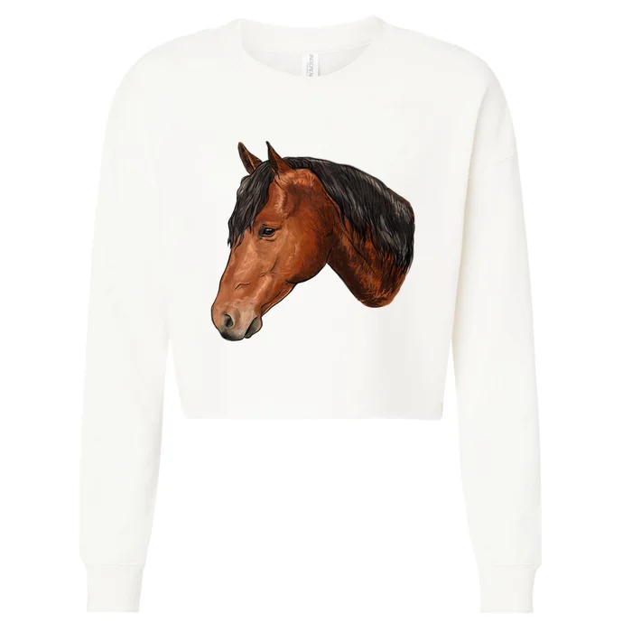 Cute Horse Head Cropped Pullover Crew