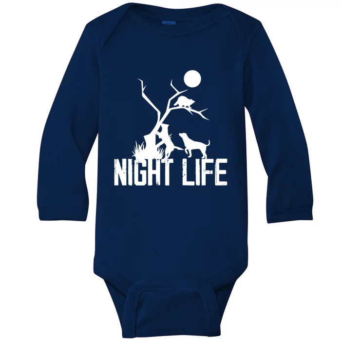 Coon Hound Hunting Night Life Hunting Dog Coon Hunting Gift Baby Long Sleeve Bodysuit