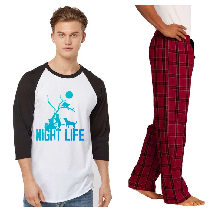 Coon Hound Hunting Night Life Hunting Dog Coon Hunting Gift Raglan Sleeve Pajama Set