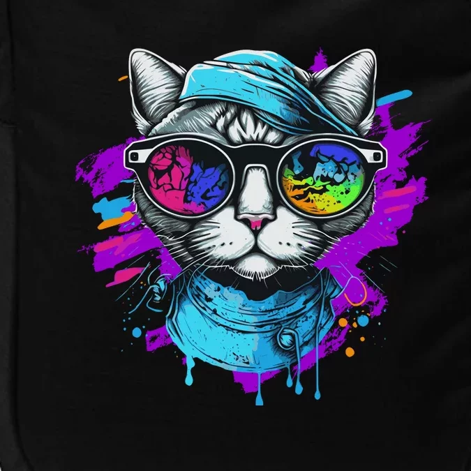 Cool Hipster Hip Cat With Shades Scarf And Hat Impact Tech Backpack