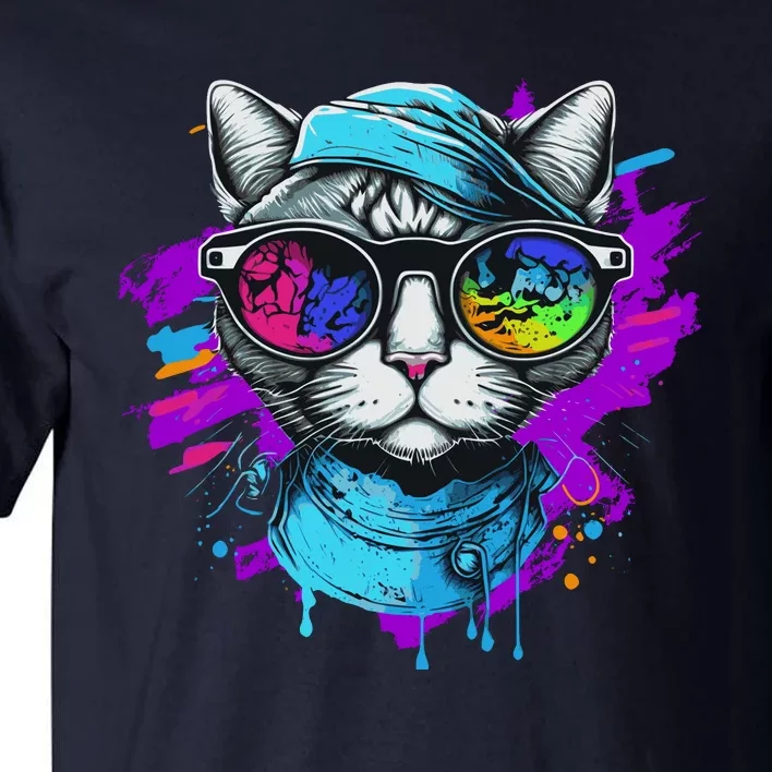 Cool Hipster Hip Cat With Shades Scarf And Hat Tall T-Shirt