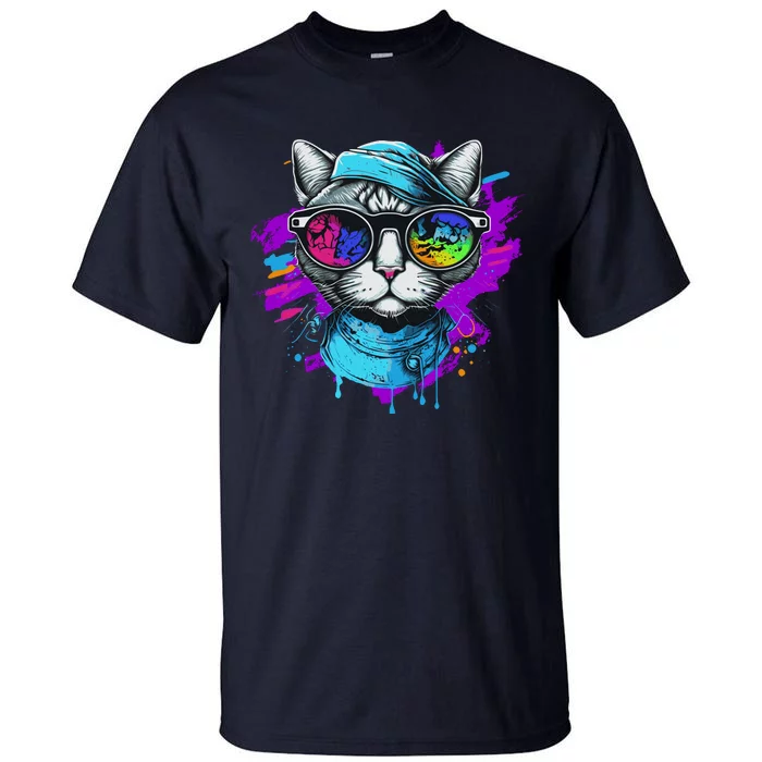 Cool Hipster Hip Cat With Shades Scarf And Hat Tall T-Shirt