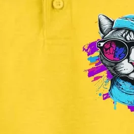 Cool Hipster Hip Cat With Shades Scarf And Hat Dry Zone Grid Performance Polo