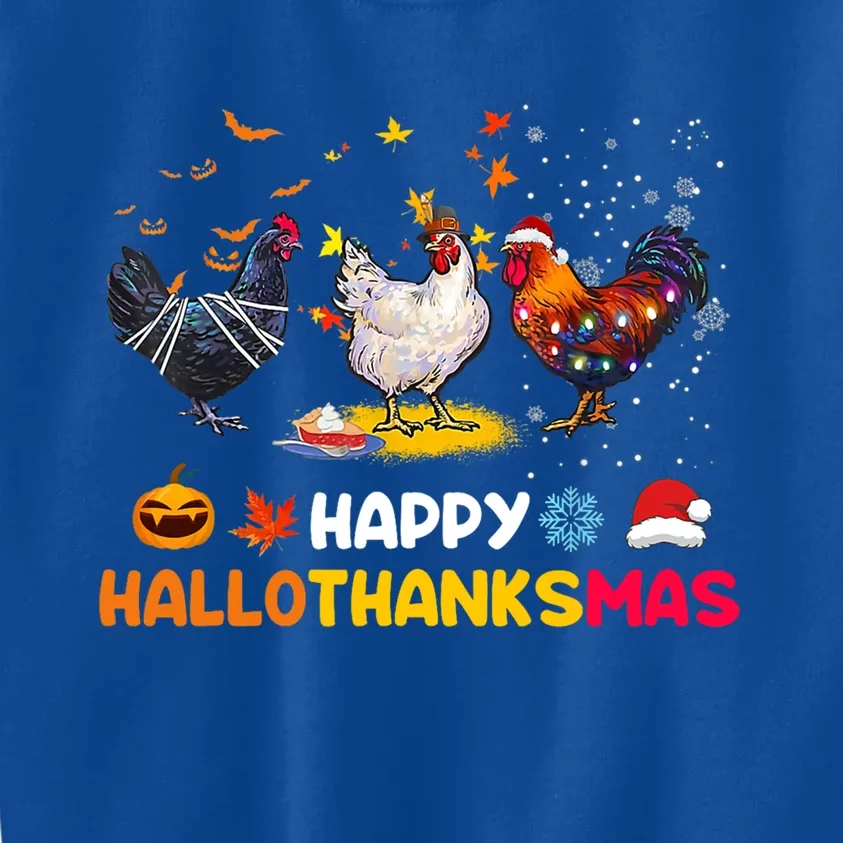 Chicken Halloween Happy Hallothanksmas Autumn Thanksgiving Gift Kids Sweatshirt