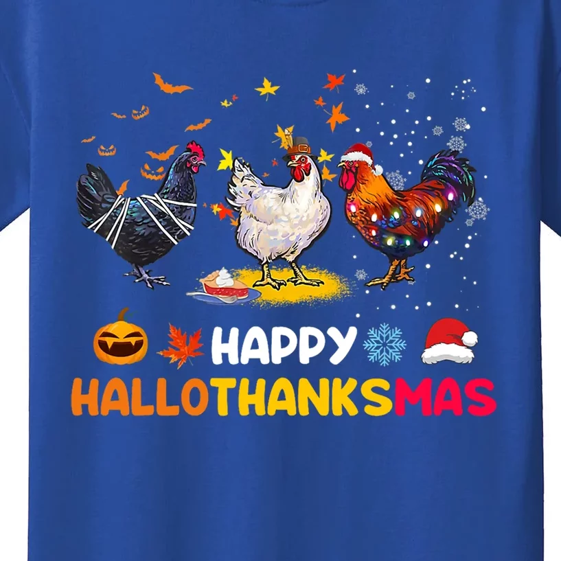 Chicken Halloween Happy Hallothanksmas Autumn Thanksgiving Gift Kids T-Shirt