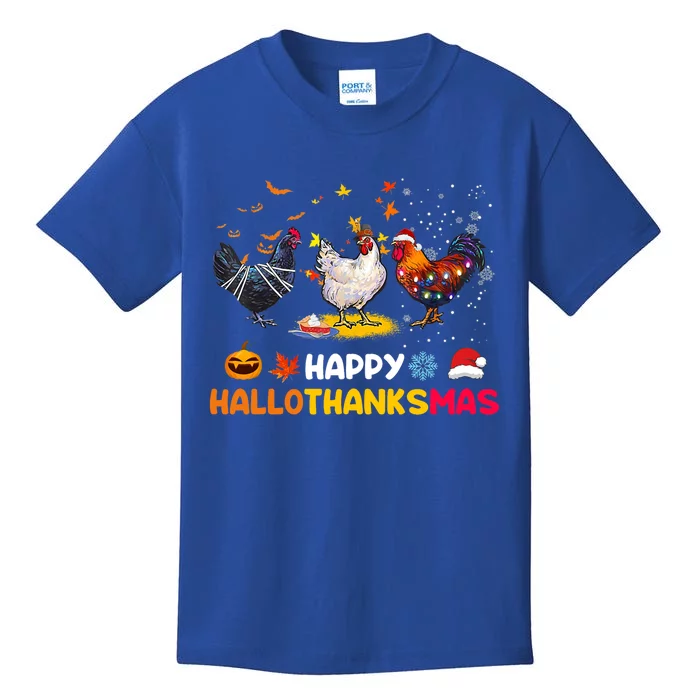 Chicken Halloween Happy Hallothanksmas Autumn Thanksgiving Gift Kids T-Shirt