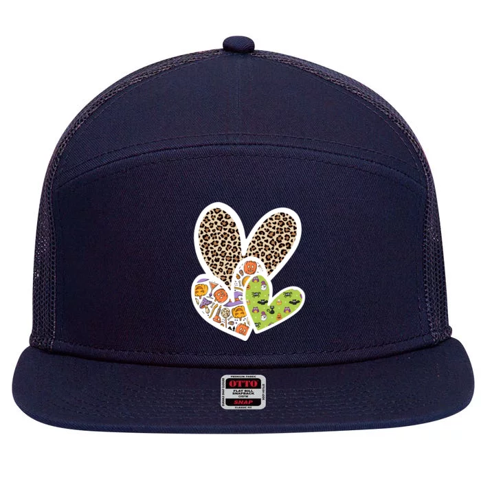 Cute Halloween Hearts Festive 7 Panel Mesh Trucker Snapback Hat