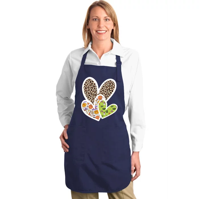 Cute Halloween Hearts Festive Full-Length Apron With Pocket