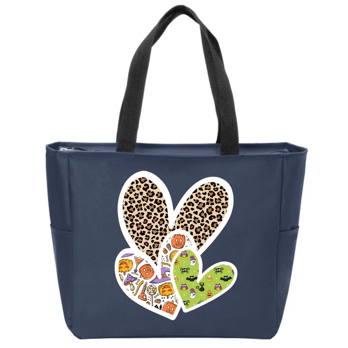 Cute Halloween Hearts Festive Zip Tote Bag