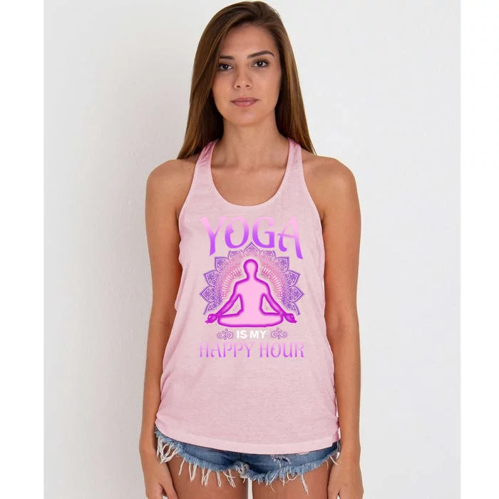 Cute Happy Hour Namaste Yoga Gift Women's Knotted Racerback Tank