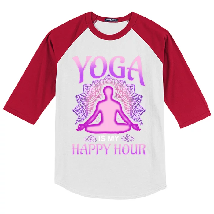 Cute Happy Hour Namaste Yoga Gift Kids Colorblock Raglan Jersey