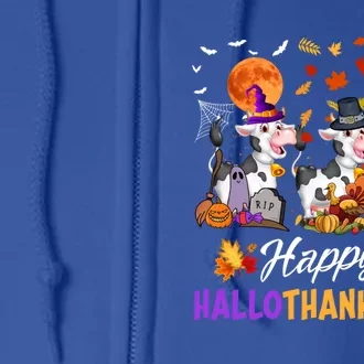 Cow Happy Hallothanksmas Funny Halloween Thanksgiving Farmer Great Gift Full Zip Hoodie