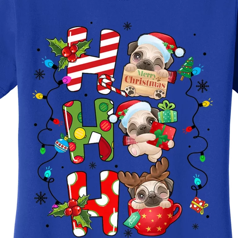 Christmas Ho Ho Ho Pug Dog Funny Dog Lover Christmas Holiday Gift Women's T-Shirt