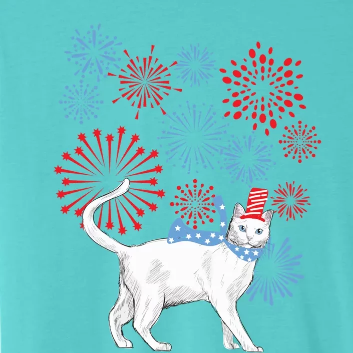 Cat Happy Independence Day Fireworks Memorial Day Gift ChromaSoft Performance T-Shirt