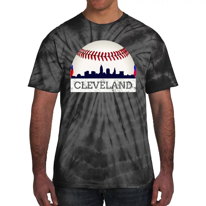 Cleveland Hometown Indian Tribe Skyline Ball Design Tie-Dye T-Shirt