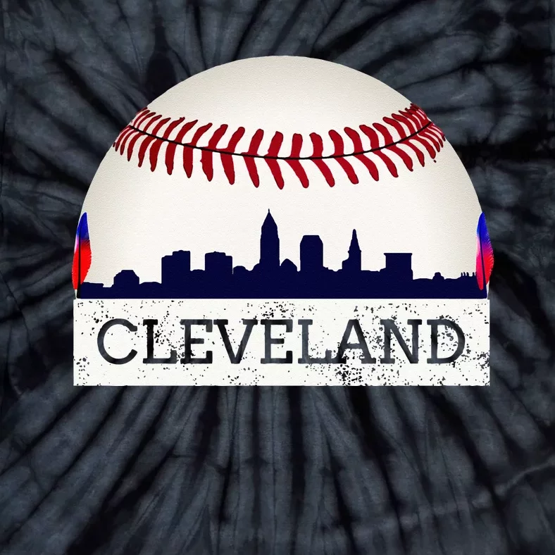 Cleveland Hometown Indian Tribe Skyline Ball Design Tie-Dye T-Shirt