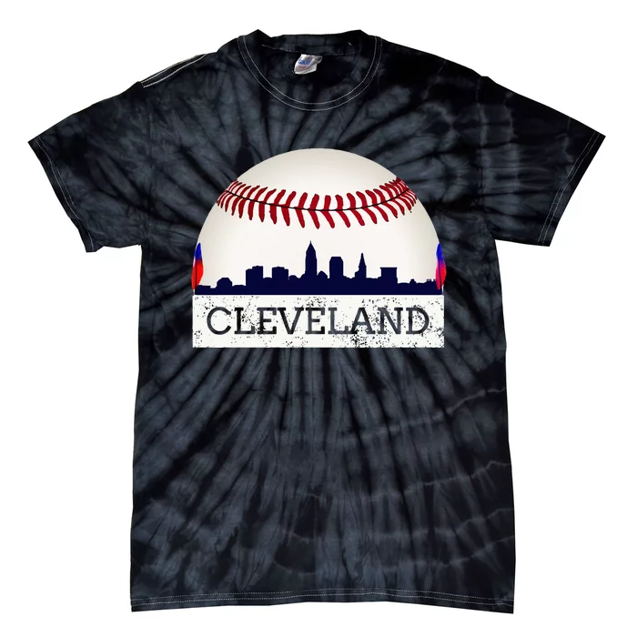 Cleveland Hometown Indian Tribe Skyline Ball Design Tie-Dye T-Shirt