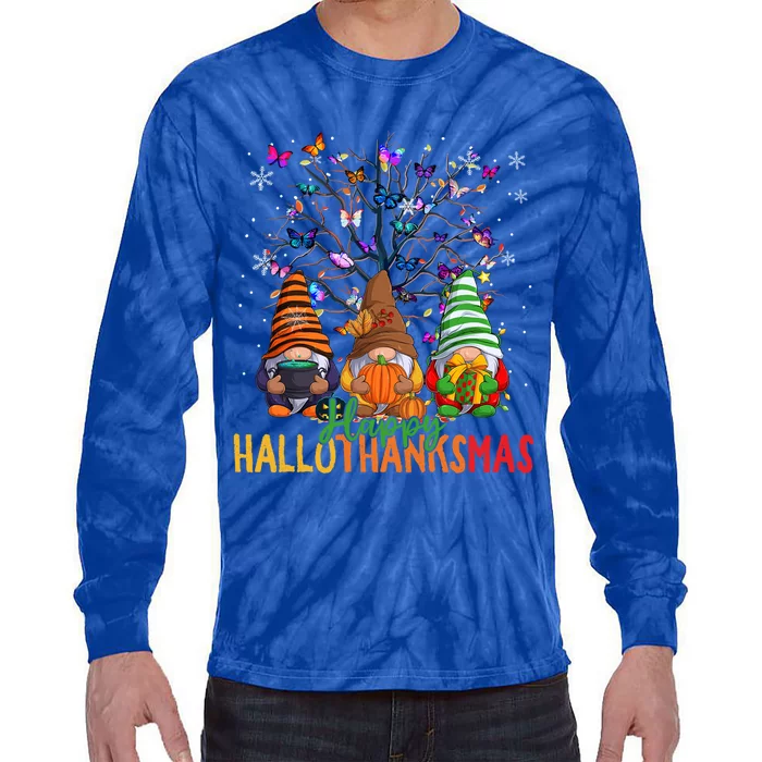 Cherish Hallothankmas In Gnome Style Gift Tie-Dye Long Sleeve Shirt