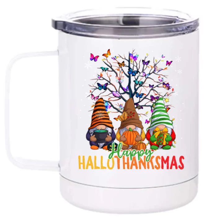 Cherish Hallothankmas In Gnome Style Gift Front & Back 12oz Stainless Steel Tumbler Cup