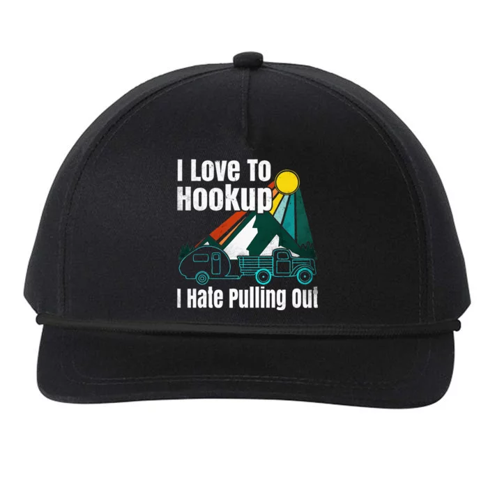 Camping Hookup I Hate Pulling Out Vintage Camper And Truck Snapback Five-Panel Rope Hat