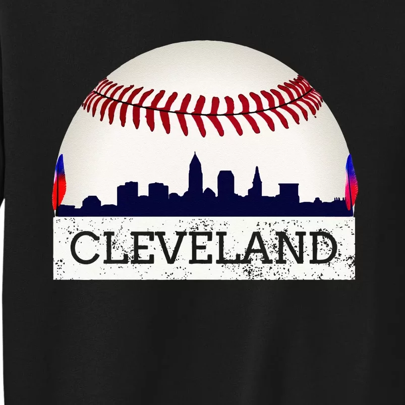 Cleveland Hometown Indian Tribe Skyline Ball Design Long Sleeve Sweatshirt