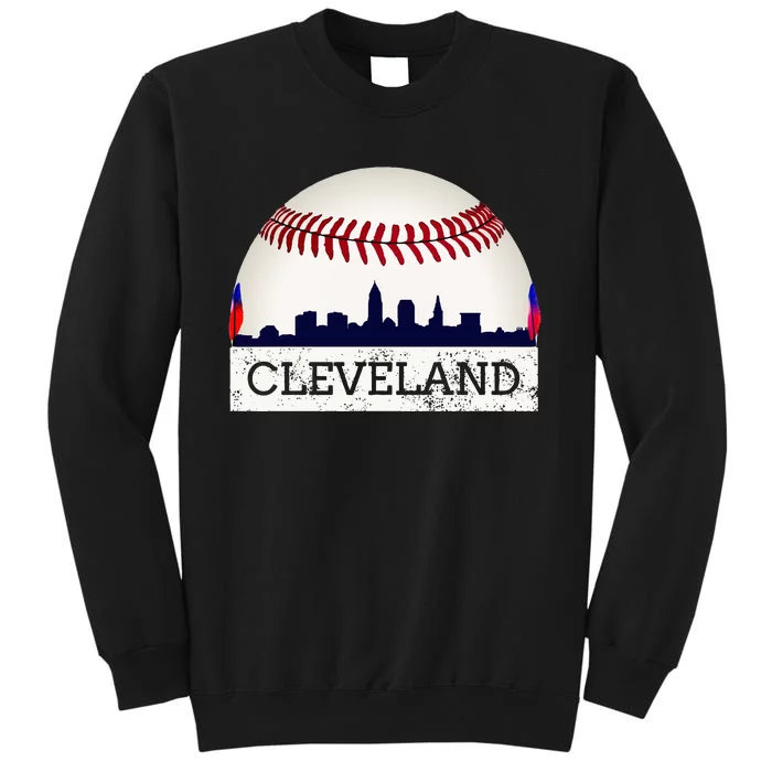 Cleveland Hometown Indian Tribe Skyline Ball Design Long Sleeve Sweatshirt