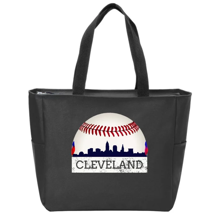 Cleveland Hometown Indian Tribe Skyline Ball Design Long Sleeve Zip Tote Bag