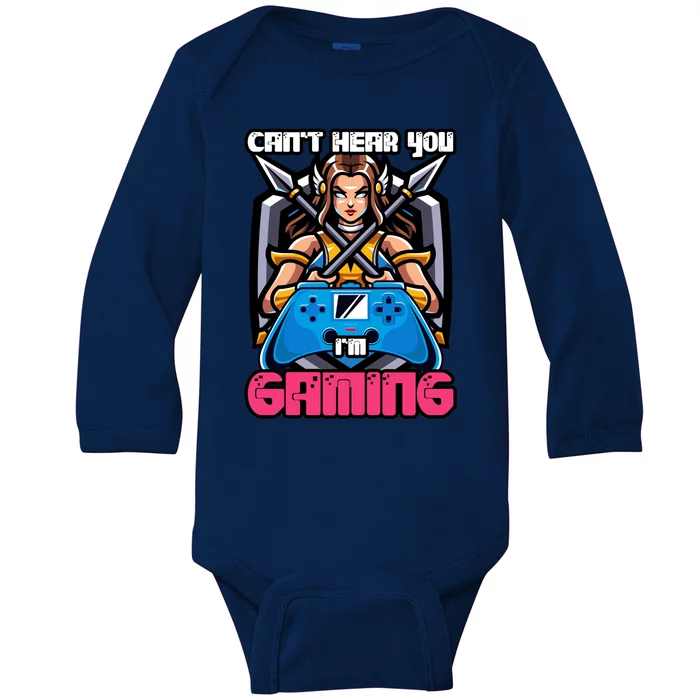 Cant Hear Im Gaming Funny Gamer Anime Lover Cute Meaningful Gift Baby Long Sleeve Bodysuit