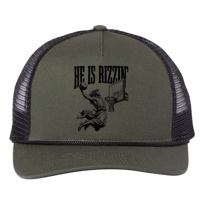 Cool He Is Rizzin Basketball Religious Retro Rope Trucker Hat Cap