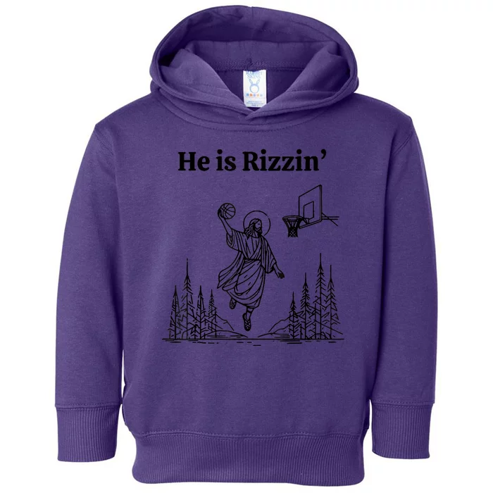 Cool He Is Rizzin Religious Basketball Toddler Hoodie