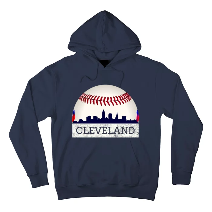 Cleveland Hometown Indian Tribe Design Skyline Ball Design Hoodie