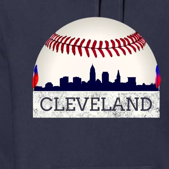 Cleveland Hometown Indian Tribe Design Skyline Ball Design Premium Hoodie