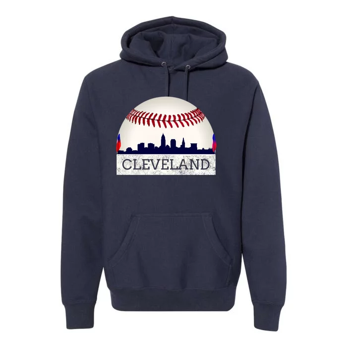 Cleveland Hometown Indian Tribe Design Skyline Ball Design Premium Hoodie