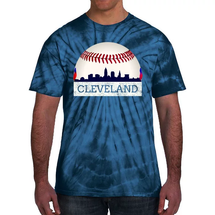 Cleveland Hometown Indian Tribe Design Skyline Ball Design Tie-Dye T-Shirt