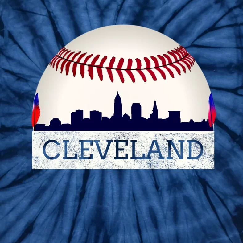 Cleveland Hometown Indian Tribe Design Skyline Ball Design Tie-Dye T-Shirt