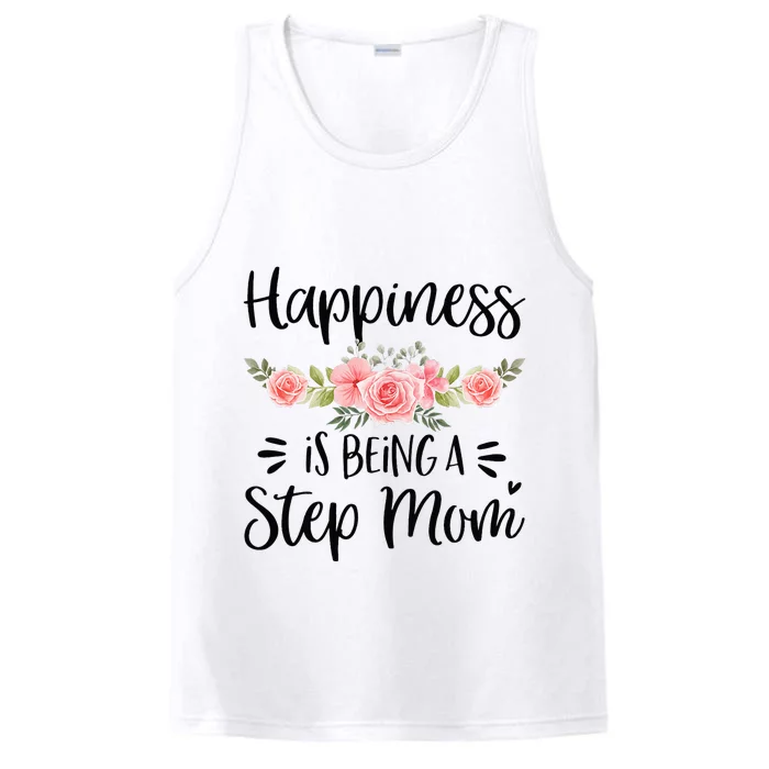 Cute Happiness Is Being A Step Mom Floral Mother's Day Performance Tank