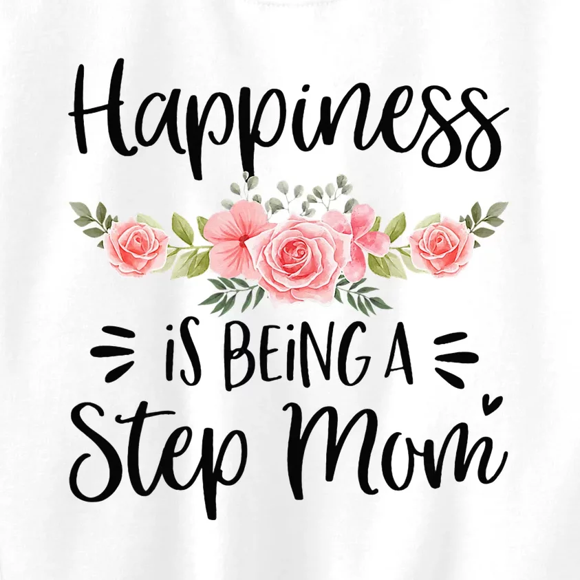 Cute Happiness Is Being A Step Mom Floral Mother's Day Kids Sweatshirt