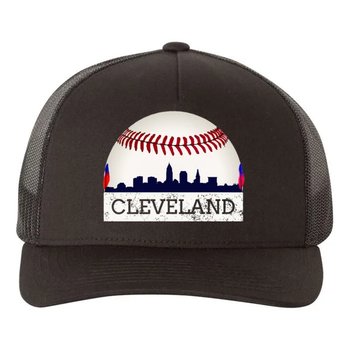 Cleveland Hometown Indian Tribe Skyline Ball Design Yupoong Adult 5-Panel Trucker Hat