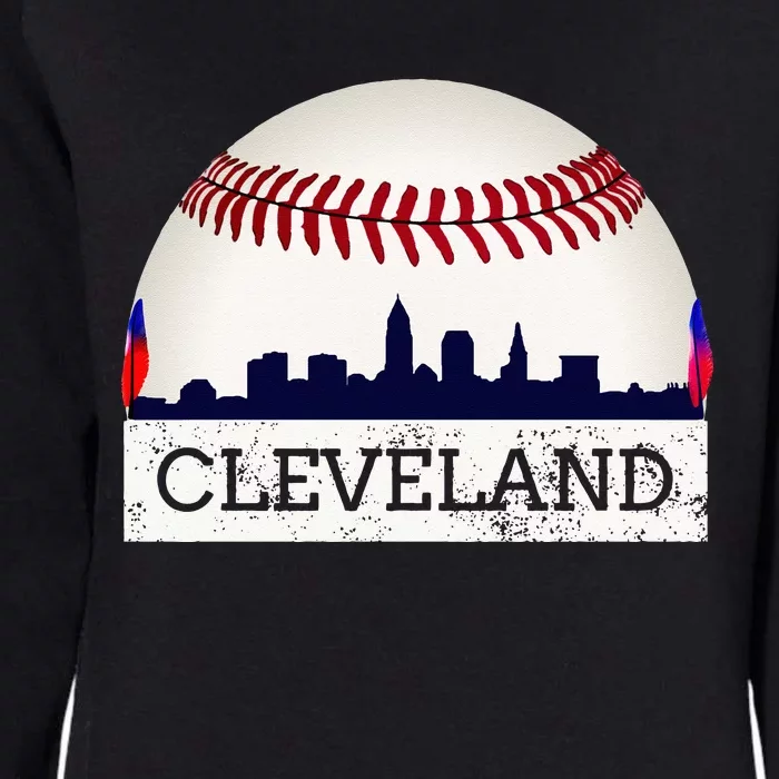 Cleveland Hometown Indian Tribe Skyline Ball Design Womens California Wash Sweatshirt