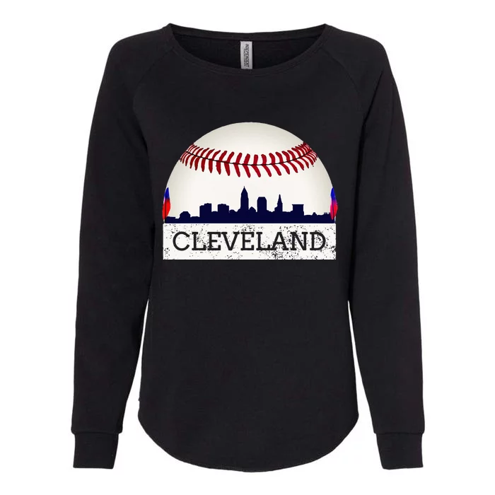 Cleveland Hometown Indian Tribe Skyline Ball Design Womens California Wash Sweatshirt